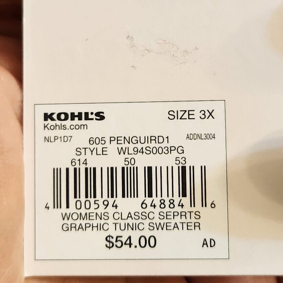 LC Lauren Conrad Sixe 3X Holiday Sequin Penguin Long Sleeve Tunic Sweater NWT - Picture 12 of 12